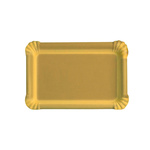 [184.78] BANDEJAS RECTANGULARES 550 G/M2 16x22 CM ORO CARTÓN (50 UNID.)