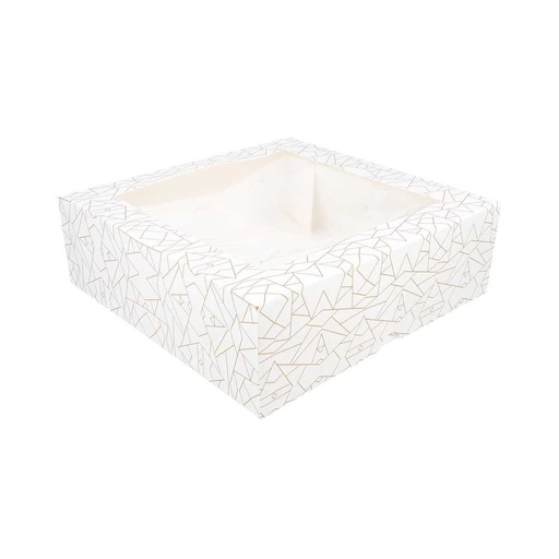 [253.27] Cajas Pastelería Con Ventana 'Thepack Deco' 250 G/M2 + Opp 23X23X7,5 Cm Blanco Cartón Ondulado Nano-Micro (50 Unid.)