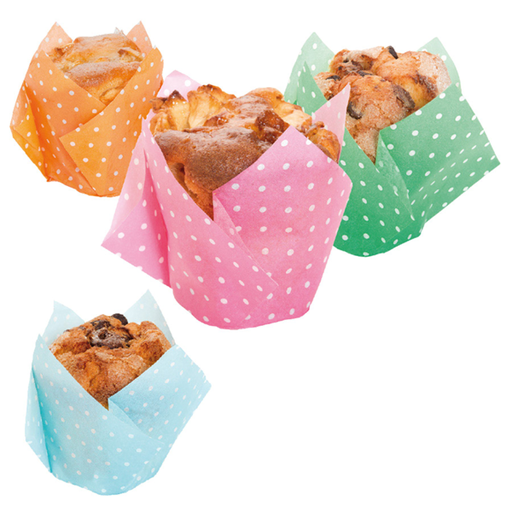 [197.98] MUFFIN CUPS 'TULIP - POLKA' 50 G/M2 15x15 CM SURTIDO CELULOSA (1000 UNID.)