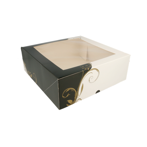 [204.72] Cajas Pastelería Con Ventana 'Thepack Classic' 250 G/M2 28X28X10 Cm Blanco Cartón Ondulado Nano-Micro (100 Unid.)