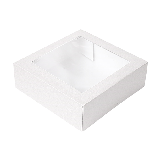 [201.67] Cajas Pastelería Con Ventana 'Thepack' 250 G/M2 + Opp 23X23X7,5 Cm Blanco Cartón Ondulado Nano-Micro (200 Unid.)