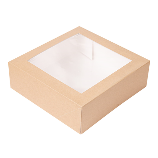 [253.45] CAJAS PASTELERÍA CON VENTANA 'THEPACK' 240 G/M2 + OPP 23x23x7,5 CM NATURAL CARTÓN ONDULADO NANO-MICRO (200 UNID.)