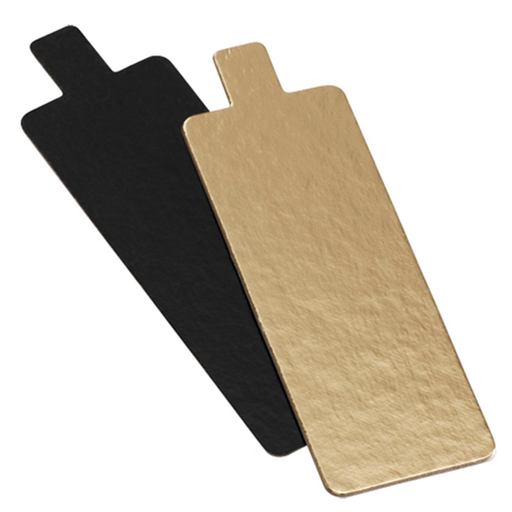 [147.22] CARTONES PASTELERÍA DOBLE CARA 950 G/M2 4,5x13 CM ORO/NEGRO CARTÓN (250 UNID.)