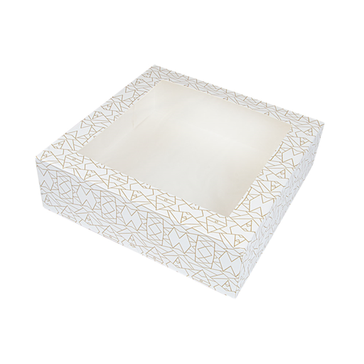 [253.30] Cajas Pastelería Con Ventana 'Thepack Deco' 250 G/M2 + Opp 32X32X10 Cm Blanco Cartón Ondulado Nano-Micro (100 Unid.)