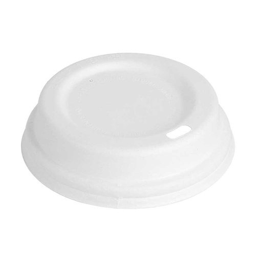 [221.23] Tapas Para Vasos Café 240 Ml 'Bionic' Ø 8 Cm Blanco Bagazo (1000 Unid.)