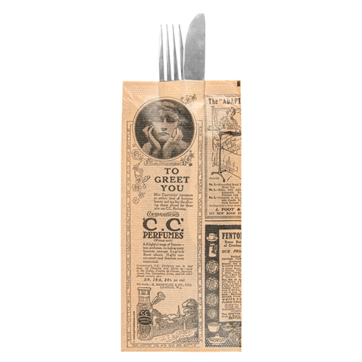 [251.45] Servilletas Negras Enf. 'D.Point' 32X40 Cm 'Just In Time Closed' 40 + 10Pe G/M2 11X25 Cm Natural 'Times' Kraft Verjurado (300 Unid.)