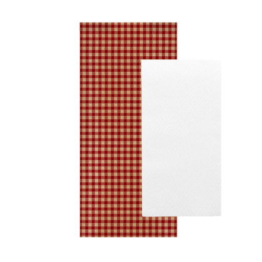 [251.50] Servilletas Blancas Enf. 'Airlaid' 32X40 Cm 'Just In Time Closed' 40 + 10Pe G/M2 11X25 Cm Rojo Vichy Kraft Verjurado (300 Unid.)