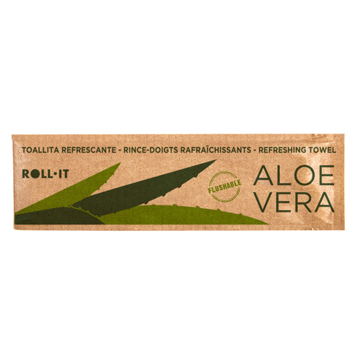 [256.32] Toallitas Flushable 'Roll-It - Aloe Vera' 50 G/M2 14,5X4 Cm Blanco Celulosa (1280 Unid.)