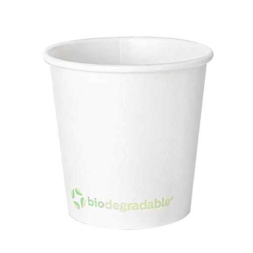 [230.90] Vasos Bebidas Calientes 1 Pared 'Biodegradable' 120 Ml 170 + 30 Pla G/M2 Ø6,3/4,5X6 Cm Blanco Cartoncillo+Pla (1000 Unid.)