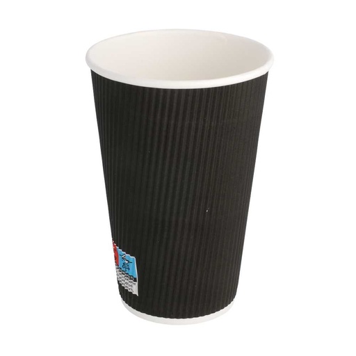 [179.11] VASOS BEBIDAS CALIENTES DOBLE PARED, ONDULADO 480 ML 300 + 250 + 18 PE G/M2 Ø9/6x13,2 CM NEGRO CARTONCILLO (500 UNID.)