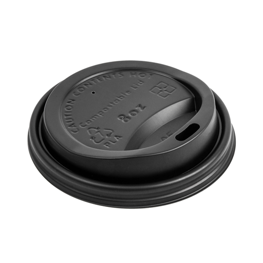 [228.74] TAPAS PARA VASOS 240 ML 'BIODEGRADABLE' NEGRO CPLA (1000 UNID.)