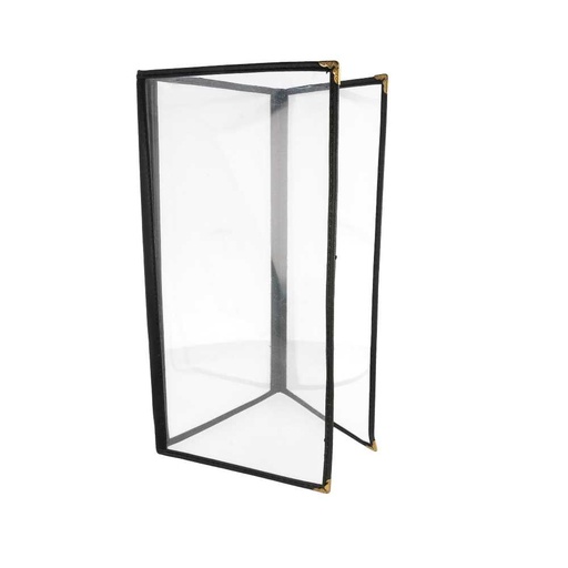 [162.55] Menú "Americano" 3 Cuerpos 10,5X29,7 Cm Negro Pvc (1 Unid.)