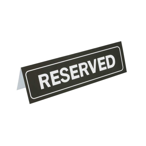 [179.33] Placa Para Mesa "Reserved" 18X5,5 Cm Negro Pvc (1 Unid.)