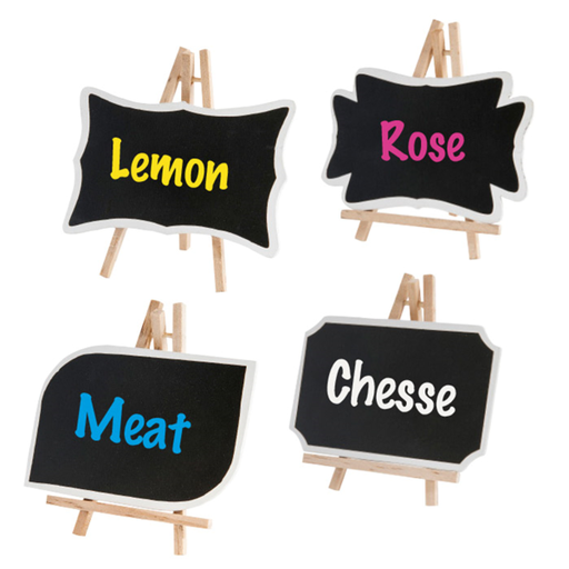 [207.22] MINI PIZARRAS + CABALLETES 12x8 CM NEGRO MADERA (1 UNID.)