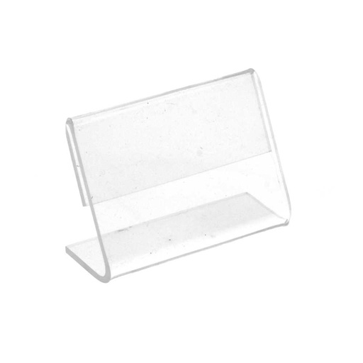 [394.77] 10 U. CABALLETES PARA ETIQUETAS 6x4x2,5 CM TRANSPARENTE PVC (1 UNID.)