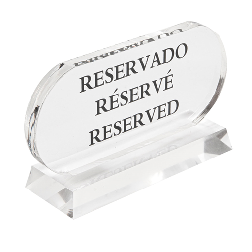 [210.05] Placa "Reservado-Réservé-Reserved" 13,5X7,5 Cm Transparente Acrílico (2 Unid.)