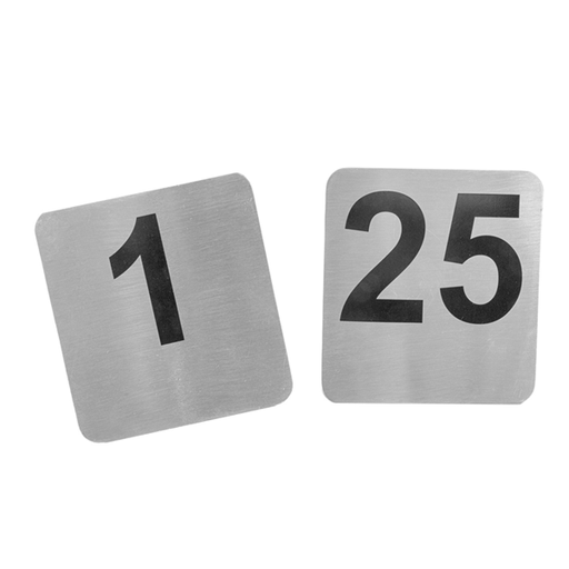[162.23] NÚMEROS DE SOBREMESA DEL 1 AL 25 9,5x8,8 CM PLATEADO INOX (1 UNID.)
