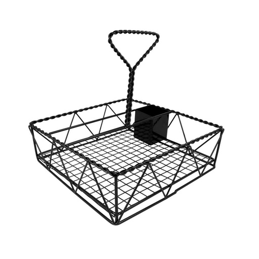 [222.84] CESTA "CADDY" CUADRADA 25x25x24 CM NEGRO METAL (1 UNID.)