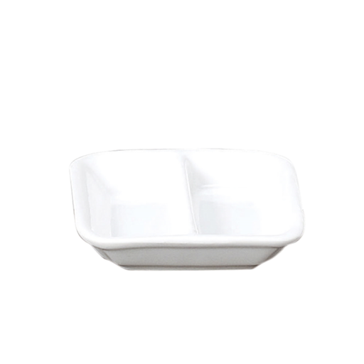 [164.14] Recipientes Rectangulares 2 Comp. 'Akala' 7,8X7,8X2 Cm Blanco Porcelana (12 Unid.)