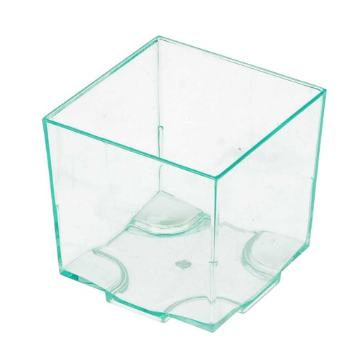 [128.48] CUBOS APILABLES REUTILIZABLES PARA APERITIVOS 4,2x4,2x4,2 CM VERDE AGUA PS (200 UNID.)