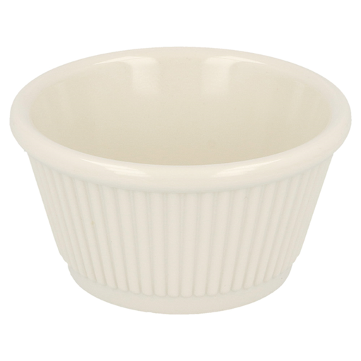 [197.41] RAMEQUINES ESTRIADOS 'ASAMI WARE' 60 ML Ø 6,9x2,5 CM MARFIL MELAMINA (24 UNID.)