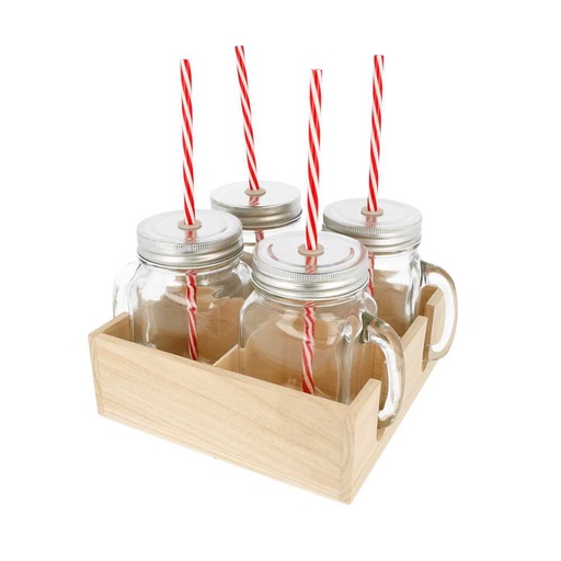 [222.19] CONJUNTO 4 JARRAS+CANUTILLO CON BASE 450 ML Ø 8x13 CM TRANSPARENTE CRISTAL (6 UNID.)