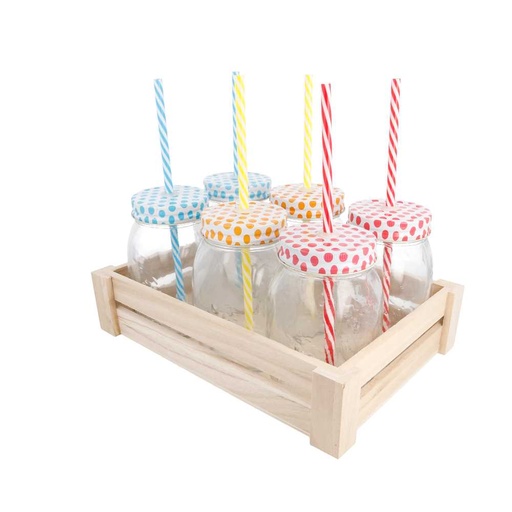 [207.73] Conjunto 6 Jarras+Canutillo Con Caja 530 Ml Ø 8,8X13,3 Cm Transparente Cristal (6 Unid.)