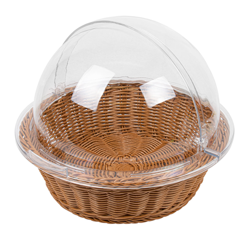 [211.61] Cesta Símil Mimbre Con Cúpula Ø 36X10 Cm Marrón Pp (1 Unid.)