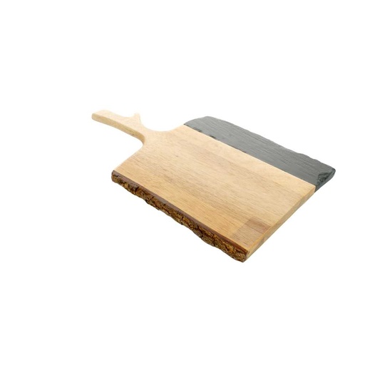 [220.60] Tabla Presentación Rectangular 30,5X19X1,2 Cm Natural Pizarra+Madera (4 Unid.)