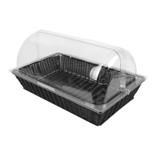 [211.64] CESTA SÍMIL MIMBRE CON CÚPULA GN 1/1 NEGRO PP (1 UNID.)