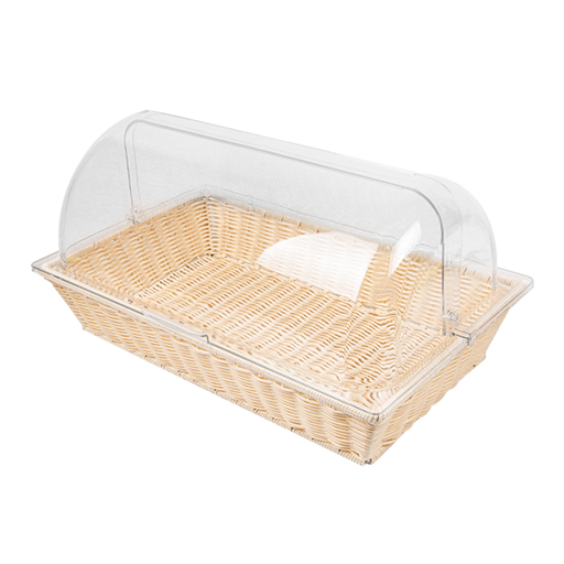 [211.62] CESTA SÍMIL MIMBRE CON CÚPULA GN 1/1 BEIGE PP (1 UNID.)