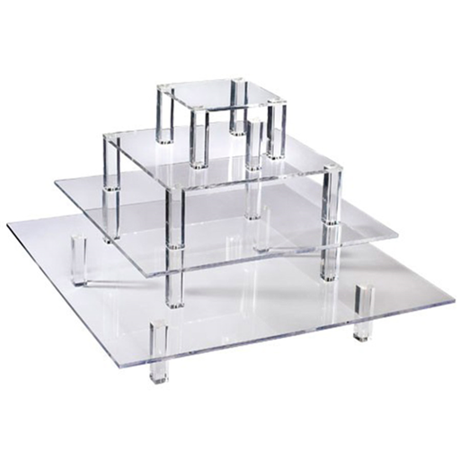 [204.32] EXPOSITOR 4 PISOS BUFET 50/40/30/20 CM TRANSPARENTE ACRÍLICO (1 UNID.)