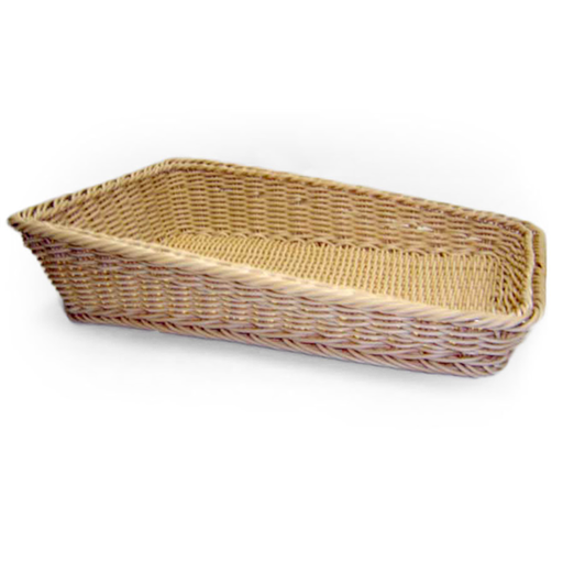 [193.11] Cesta Símil Mimbre Rectangular Inclinada 45X30X4/10 Cm Natural Pp (1 Unid.)