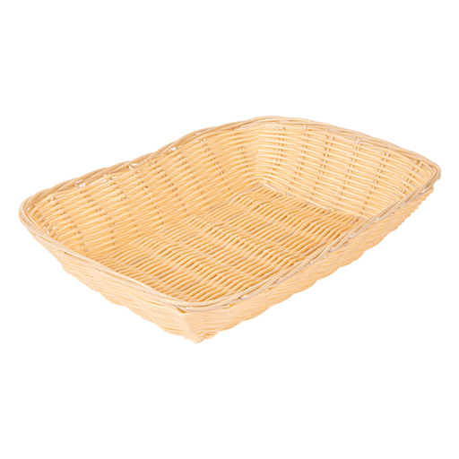 [193.04] CESTAS SÍMIL MIMBRE RECTANGULARES 30x22x7 CM NATURAL PP (12 UNID.)