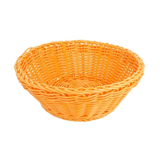 [193.15] Cestas Símil Mimbre Redondas Ø 20X8 Cm Naranja Pp (12 Unid.)