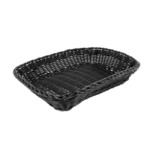 [207.79] CESTAS SÍMIL MIMBRE RECTANGULARES 30x22x7 CM NEGRO PP (12 UNID.)