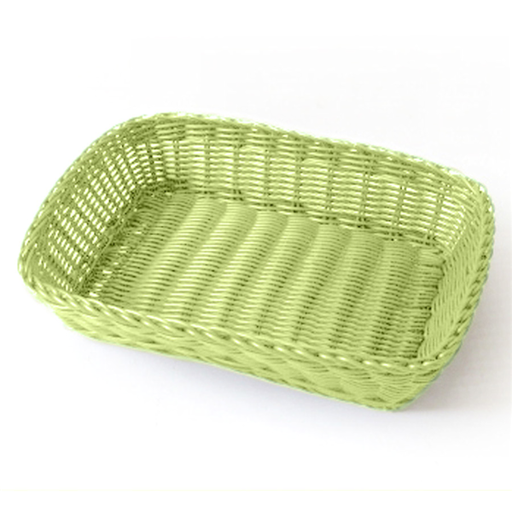 [193.25] Cestas Símil Mimbre Rectangulares 30X22X7 Cm Verde Anís Pp (12 Unid.)