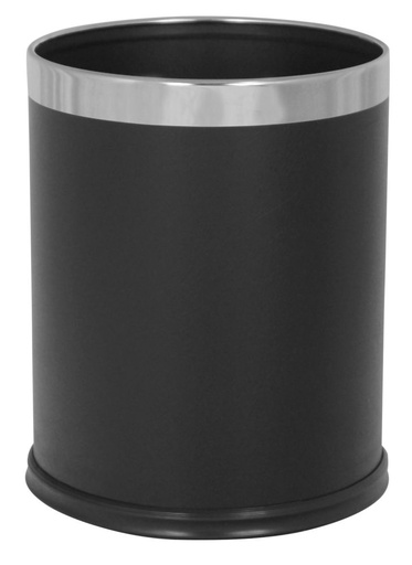 [8991087] PAPELERA EFECTO DE CUERO NEGRO 10L CARCASA SIMPLE OFICINA