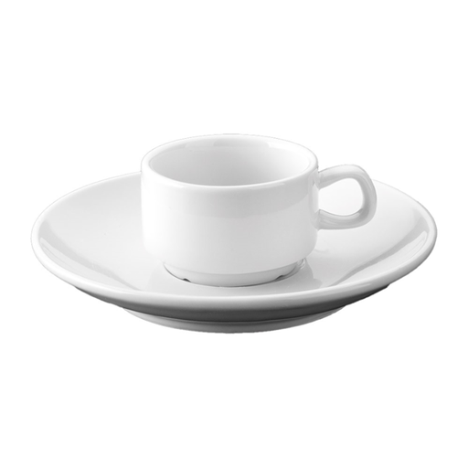 [405.91] Tazas Café + Platillos 100 Ml Ø6,8X4,2 Cm Blanco Porcelana (12 Unid.)