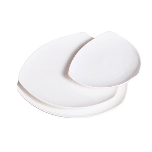 [164.29] PLATOS TRIANGULARES 25,5x3,4 CM BLANCO PORCELANA (4 UNID.)