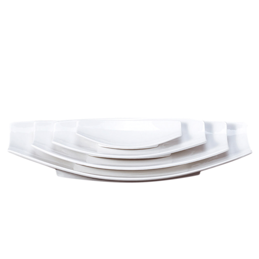 [164.23] PLATOS BARQUILLA 26,2x13x3,7 CM BLANCO PORCELANA (6 UNID.)