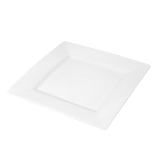 [145.72] PLATOS CUADRADOS 25x25 CM BLANCO PORCELANA (12 UNID.)