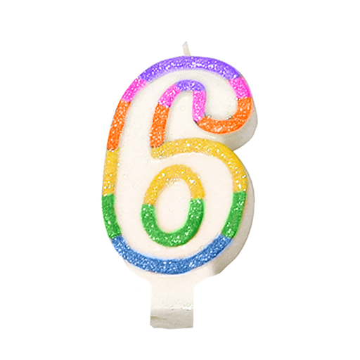 [113.60] VELAS CUMPLEAÑOS N.6 9 CM BLANCO CERA (24 UNID.)