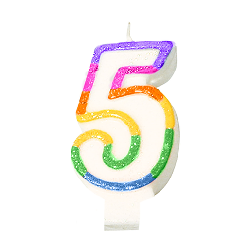 [113.59] VELAS CUMPLEAÑOS N.5 9 CM BLANCO CERA (24 UNID.)