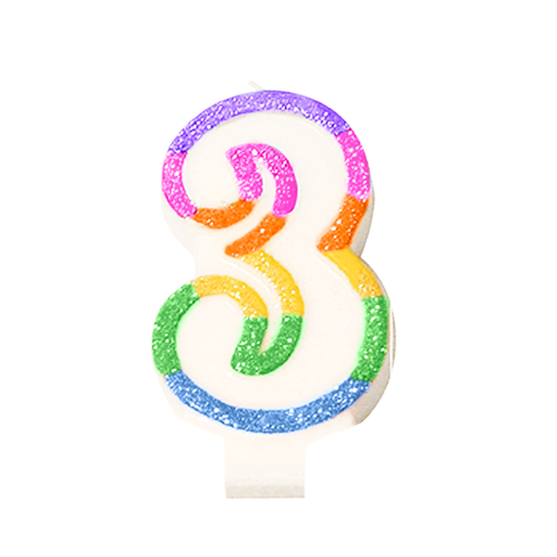 [113.57] VELAS CUMPLEAÑOS N.3 9 CM BLANCO CERA (24 UNID.)