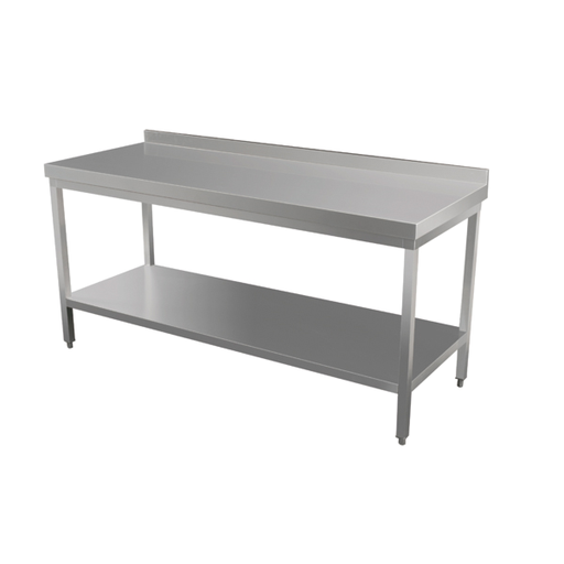 [127.66] MESA TRABAJO CON DOSEL 2 NIVELES 120x70 CM PLATEADO INOX (1 UNID.)