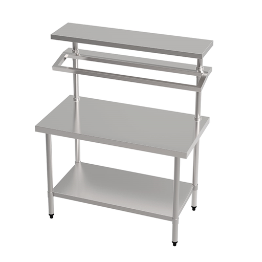 [267.03] Mesa De Preparación 2 Niveles + 2 Estantes 120X70X150 Cm Plateado Acero (1 Unid.)