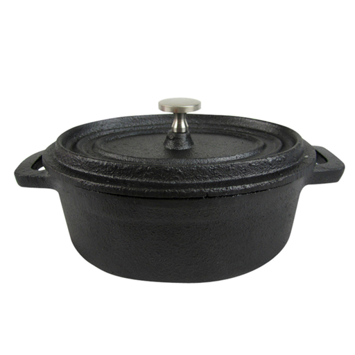 [198.64] Cocotte Oval Con Tapa 800 Ml 17,9(23,9)X14X6,9 Cm Negro Hierro (6 Unid.)