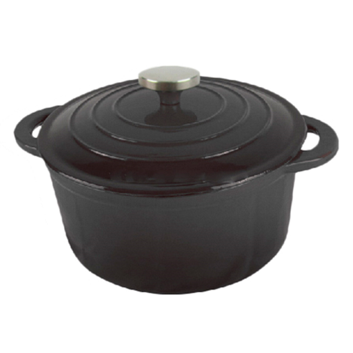 [198.76] COCOTTE REDONDA CON TAPA 5800 ML Ø 28(33,3)x13 CM NEGRO HIERRO (3 UNID.)