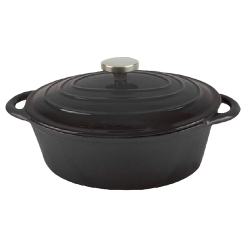 [198.79] Cocotte Oval Con Tapa 4500 Ml 30,5(37,5)X23X11,5 Cm Negro Hierro (2 Unid.)